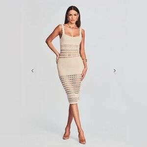 Retrofete Avril Knit Crochet Dress XS in Gold